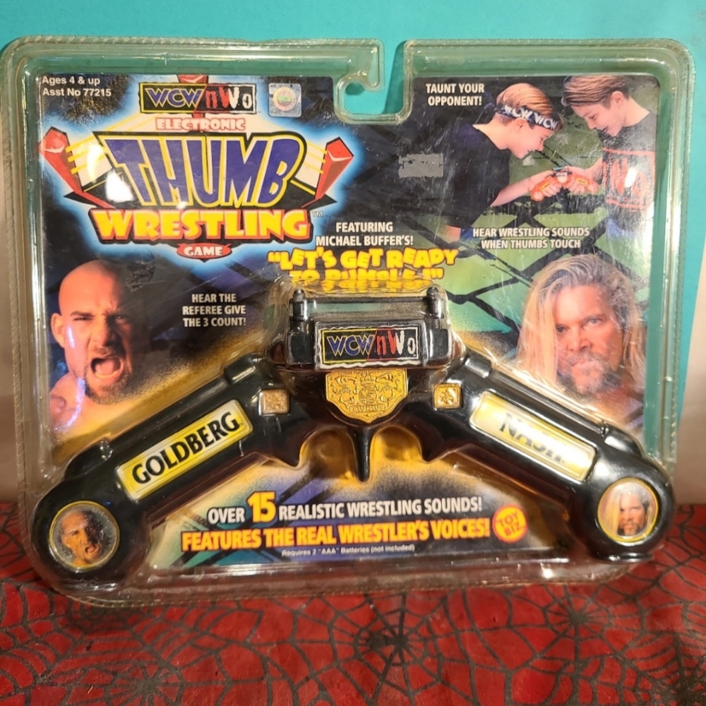 082624 WCW 1999 GOLDBERG & KEVIN NASH Electronic Thumb Wrestling Game NEW ToyBiz